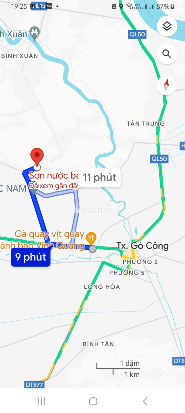 Đường DT 873, Bình Xuân, TX Gò Công, Tiền Giang. Nhà Mặt Tiền rộng 15m ngang