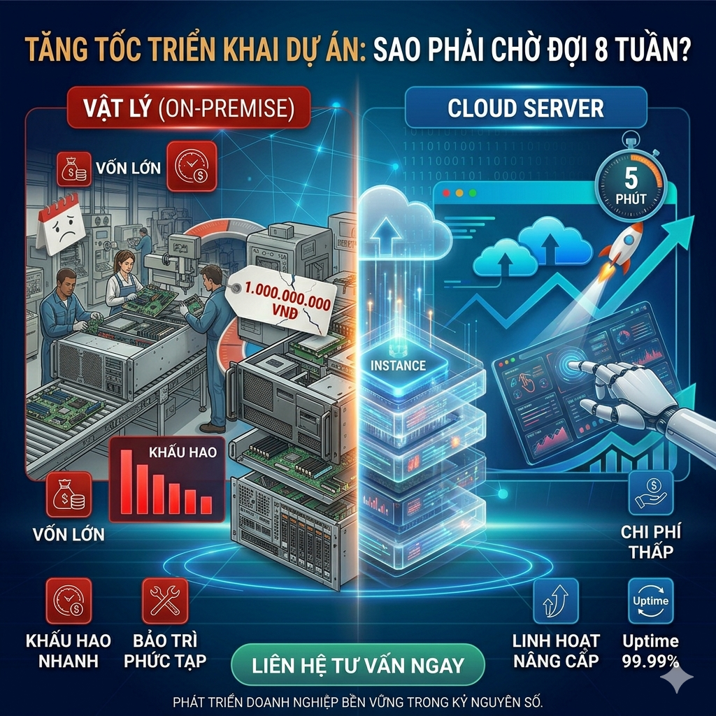Tăng Tốc Triển Khai Dự Án: Tại Sao Phải Chờ Đợi 8 Tuần Mua Server Khi Cloud Chỉ Mất 5 Phút?