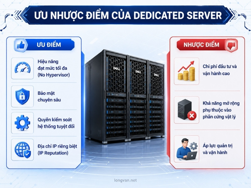 Ưu điểm và một số nhược điểm cần doanh nghiệp có phương án chuẩn bị trước khi sử dụng Dedicated Server