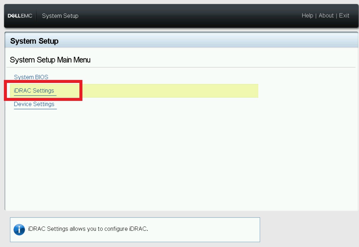 chọn iDRAC Settings