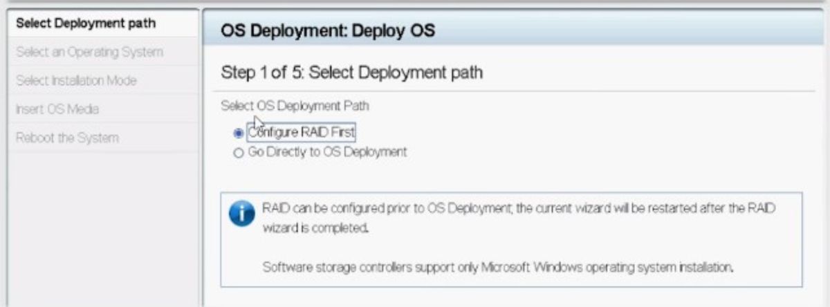 Nếu RAID chưa được tạo, chọn Configure RAID First
