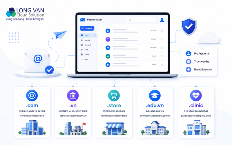 Các loại tên miền email phổ biến cho doanh nghiệp