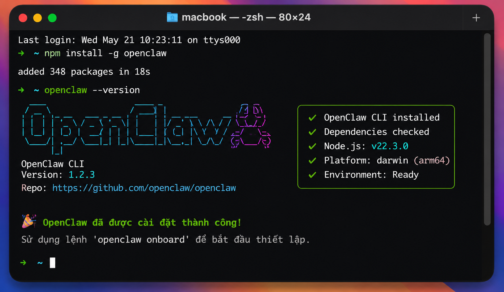 Hướng dẫn cài đặt OpenClaw trên macOS chi tiết cho người mới bắt đầu