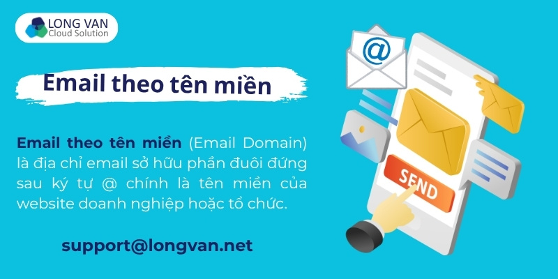Email theo tên miền (email domain) có phần đuôi sau ký tự @ là tên miền của website