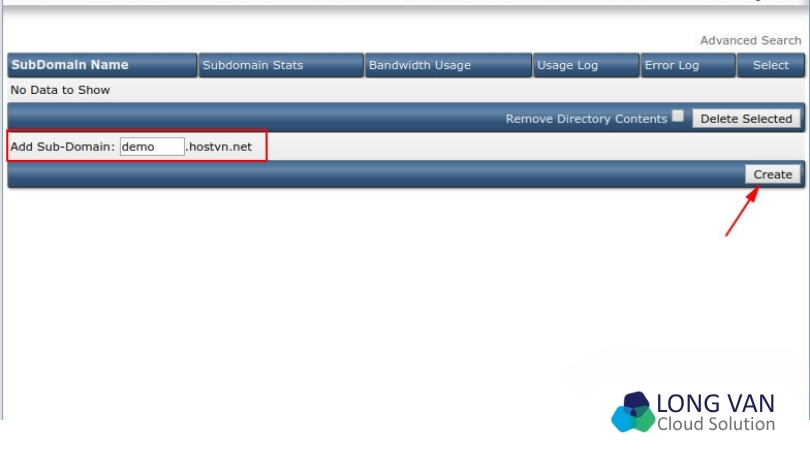 Bước 3 tạo subdomain