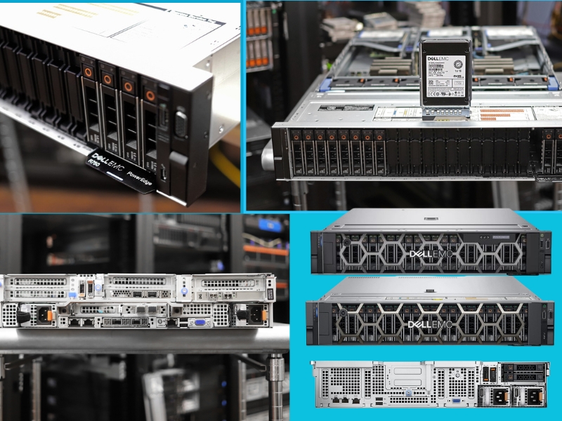 Tổng quan thiết kế bên ngoài, mặt trước, mặt sau của Dell R750XS