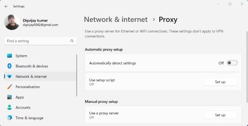 Tắt máy chủ Proxy trên Windows