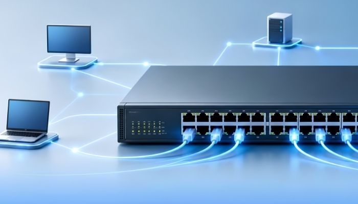 Switch chuyển dữ liệu đến đúng cổng đích trong mạng Ethernet