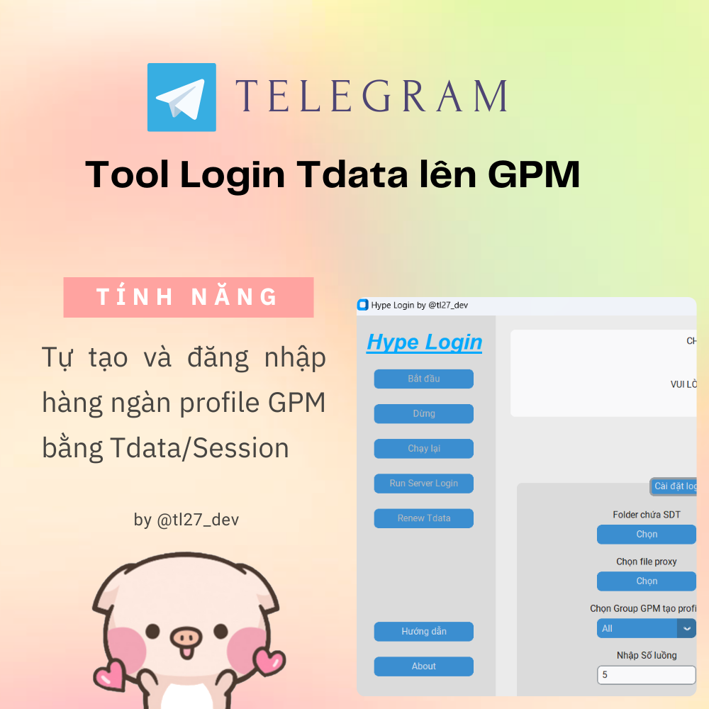 Tool login Tdata/session lên profile GPM